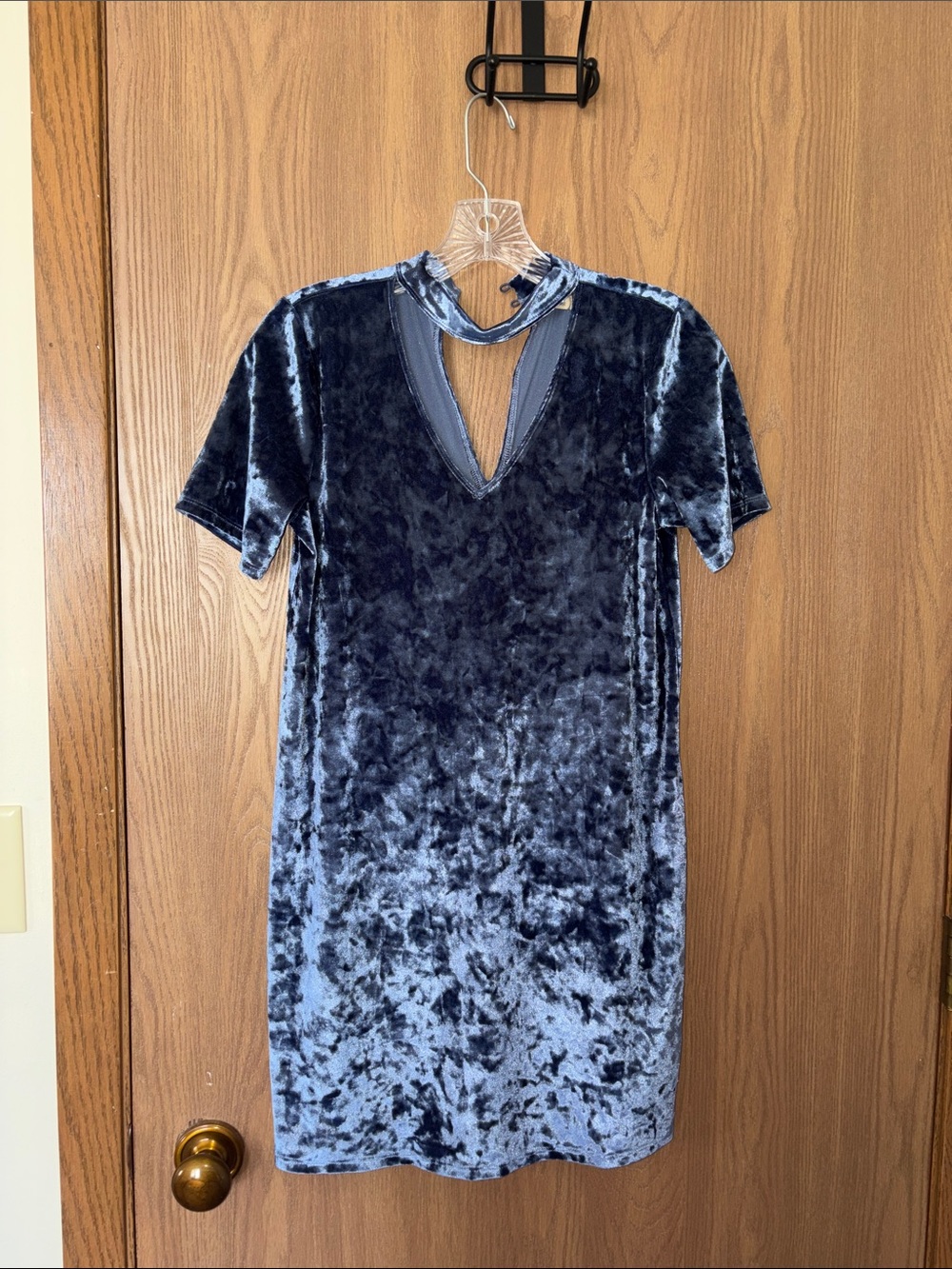 Hollister Crushed Velvet Mini Dress in Deep Blue